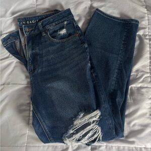 american eagle outfitters women's blue distressed jeans